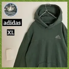 adidas ワンポイント 裏起毛 モスグリーン アディダス スウェット フード