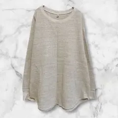 ユニクロ ＊ ワッフルクルーネックT 長袖 綿 アイボリー XL 春 夏 秋 冬