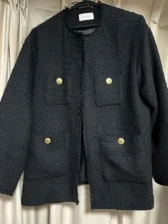 unitedarrows グリーンレーベル　ツイード　ノーカラージャケット