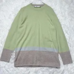 プラチナメイメイMカシミヤ100% ニットセーター　クルーネック　バイカラー　春