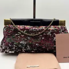✨極美品✨MIUMIU スパンコール アクセサリーポーチ チェーン がま口