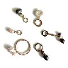 11.リング付き淡水パールチャーム6個セット