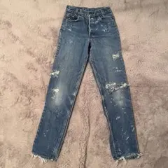 【USA製】Levi’s リーバイス ダメージ加工ライトブルースキニーデニム