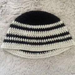 ハンドメイド　クロシェハット　クラッシャーハット　バケットハット　ニットハット