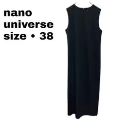 【美品】　nano universe ワンピース リネン　ネイビー M