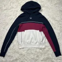 アディダス　トレフォイル　刺繍　パーカー　フード　紺　白　ピンク　M
