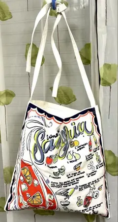 【新品未使用】サングリア柄 キャンバスショルダーバッグ レシピデザイン