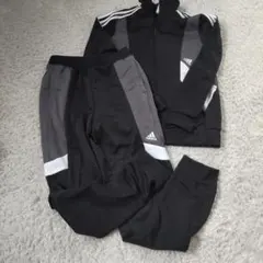 adidas ジャージ 上下セット 黒/グレー