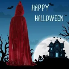 マント　150 赤　ハロウィン　大人　コスプレ　魔女　衣装　ベロア　イベント