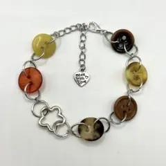 ハンドメイドブレスレット　シルバーアクセサリー　森ガール　フェアリーコア　ボタン