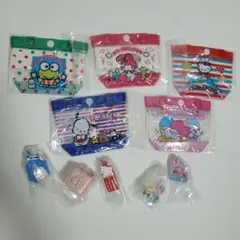 サンリオ レトロミニチュアチャーム プールバッグ風ミニポーチ コンプリートセット