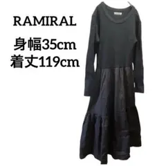希少✨️RAMIRAL 【FREE】ブラック 黒 ロングワンピース ニット 古着