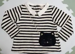 petit main☆ストライプ柄長袖カットソー 猫ポケット付き