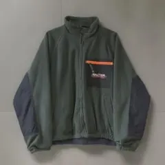 NAUTICA リバーシブル フリースジャケット グリーン×ネイビー 古着