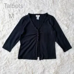 【タルボット】フリルニットカーディガン　Ｖネック　長袖　ブラック　黒　Mのサムネイル