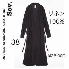ソブSov.ダブルスタンダード/リネン黒ガウン ロングカーディガンワンピースのサムネイル