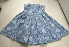 フラワープリント ストラップレスドレス