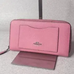 美品 COACH コーチ 長財布 ピンク ラウンドファスナー 1030
