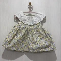【美品】プティマイン チュニック 70 花柄 レース襟 女の子 春 夏