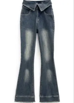 最終値下げ‼️♡GRL♡ ウエスト折り返しフリンジフレアデニム[ks003]