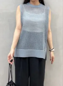 メッシュニットベスト ライトブルーのサムネイル
