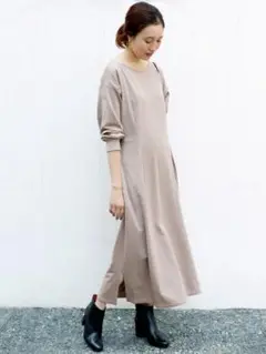秋物★美品★スローブ イエナ バックデザイン裏毛ワンピース 定価15,400円