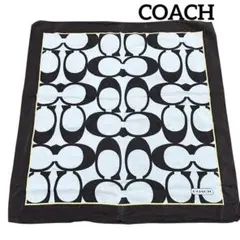 COACH ロゴ柄 ゴールドライン スカーフ シルクコットン