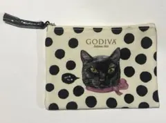 GODIVA オリジナルポーチ 黒猫 ドット