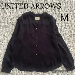 ユナイテッドアローズ 金ボタン Vネックブラウス シャツ ブラック