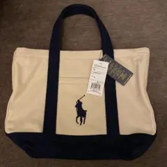 未使用タグ付きRalph Lauren トートバッグ アイボリー/ネイビー