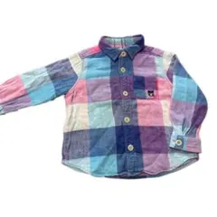 ミキハウス　doublebチェック柄 長袖シャツ リバーシブル　男の子