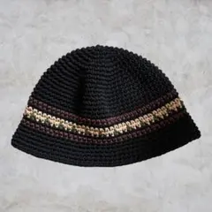 【激レア】YARN バケットハット 黒 クロスモチーフ　帽子　Y.A.R.N. 激レア】YARN バケットハット 黒 クロスモチーフ 帽子 Y.A.R.N.