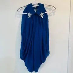 【新品未使用】青 シースルー 肩出しトップス