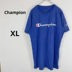 チャンピオン◇ Champion　ロゴTシャツ【XL】大きめ　ブルー　コットン混
