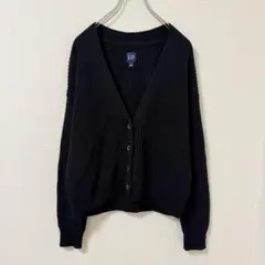 ギャップ 黒ニットカーディガン コットン100% S シンプル 着回し キレイめ