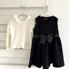 黒ワンピースと白カーディガン　セット