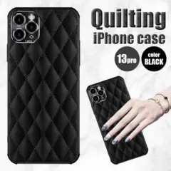 iPhone ケース キルティング 黒 iPhone13Pro