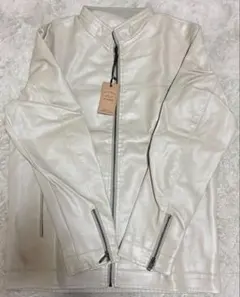 ✨フェイクレザー ジャケット アイボリー3XLメンズ ライダースジャケットのサムネイル