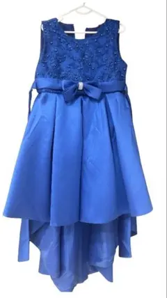 【美品】キッズドレス 130 ブルー 発表会 結婚式 フォーマル ワンピース