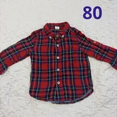 babygap 赤チェックシャツ　クリスマス　80