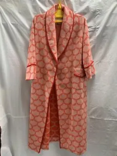 昭和レトロ　幾何学模様オレンジ　ロングコート