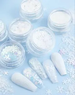 ネイルパーツセット 雪の結晶 グリッター