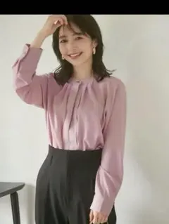 ★vis フロントタックブラウス　ピンク