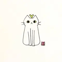 【1016】【白猫の絵】オリジナル手描きアナログイラスト原画　自作創作アート作品