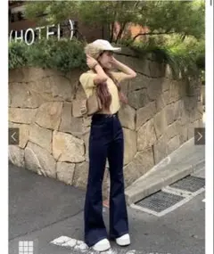grl ハイウエストフレアデニムパンツ