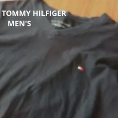 TOMMY HILFIGER 長袖カットソー 黒 Vネック ロンT ロゴ刺繍