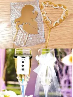 結婚式　ケーキトッパー　乾杯グラス　飾り　ウェディング　美女と野獣