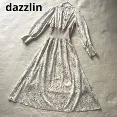dazzlin ダズリン ラインアート リブ ワンピース 花柄 アイボリー 白