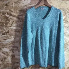 【 2419番】united arrows ニット　メンズ L グリーン系色