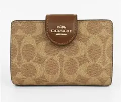 【24H限定特価】COACH/アウトレット 二つ折り財布(タンブラウン)